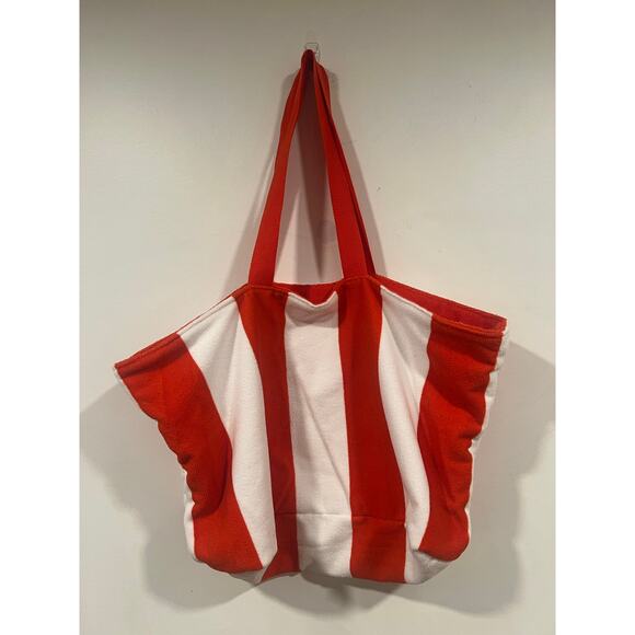 Lancôme Terry Cloth Towel Beach Bag Orange White Stripe - Picture 4 of 5